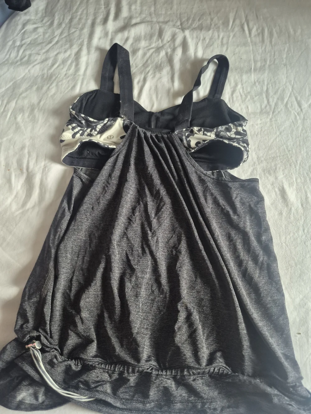 Lululemon Run Backnon Track Tank Lacefolage  Polar Cream Size 8 - Picture 4 of 7